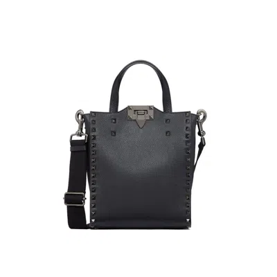 Valentino Garavani Rockstud Shopper Small Tote Bag In Black