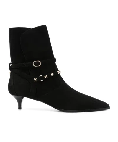 Valentino Garavani Rockstud Short Boots In Black