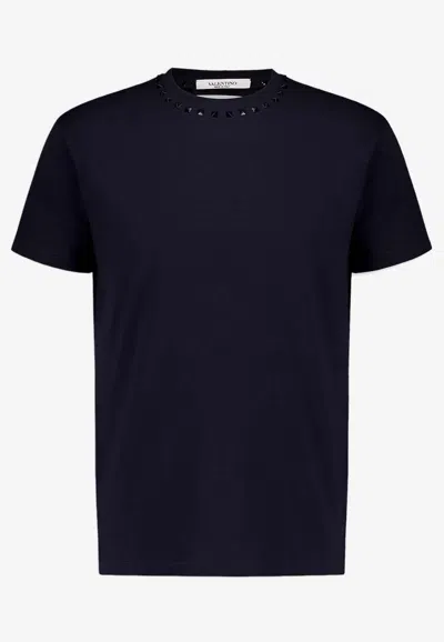 Valentino Rockstud Short-sleeved T-shirt In Blue