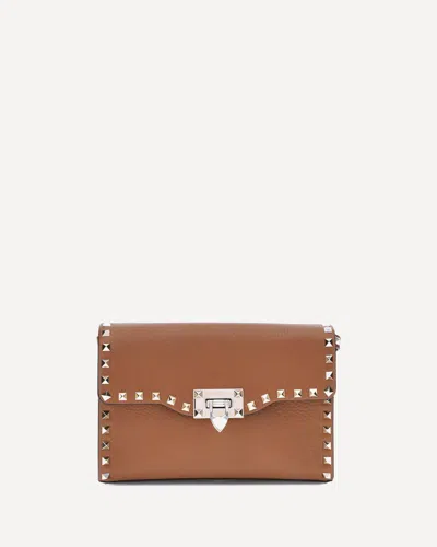 Valentino Garavani Rockstud Shoulder Bag In Brown