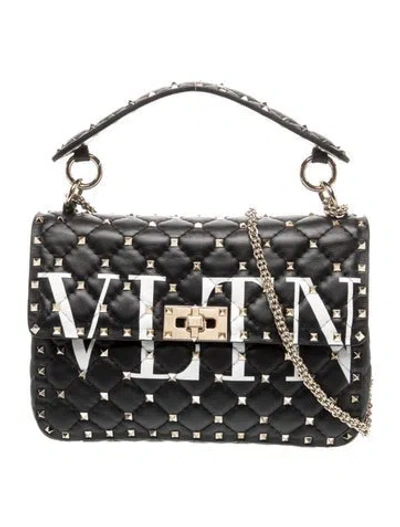 Pre-owned Valentino Garavani Rockstud Shoulder Bag In Black