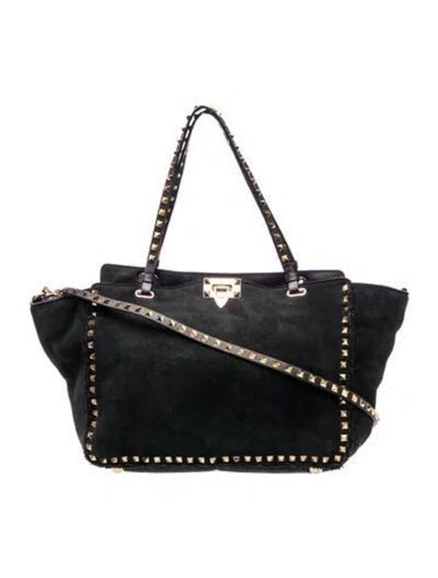 Pre-owned Valentino Garavani Rockstud Shoulder Bag In Black
