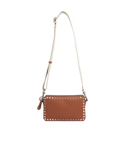 Valentino Garavani Rockstud Shoulder Bag In Brown