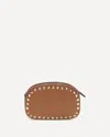 Valentino Rockstud Mini Grainy Leather Crossbody In Brown