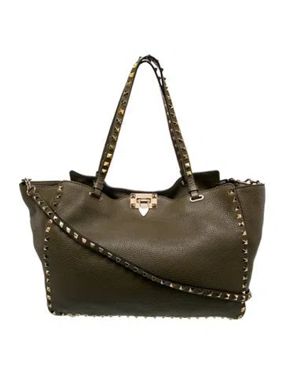 Pre-owned Valentino Garavani Rockstud Shoulder Bag In Green
