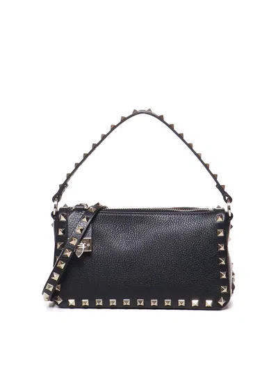 Valentino Garavani Rockstud Shoulder Bag In Lambskin In Black