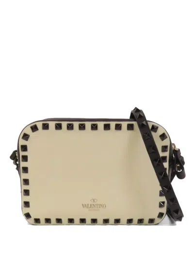 Pre-owned Valentino Garavani Rockstud Shoulder Bag In Neutral