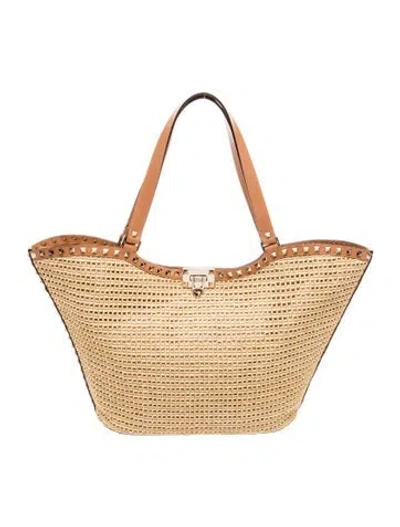 Pre-owned Valentino Garavani Rockstud Shoulder Bag In Neutral