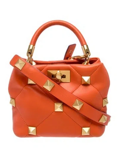 Pre-owned Valentino Garavani Rockstud Shoulder Bag In Orange