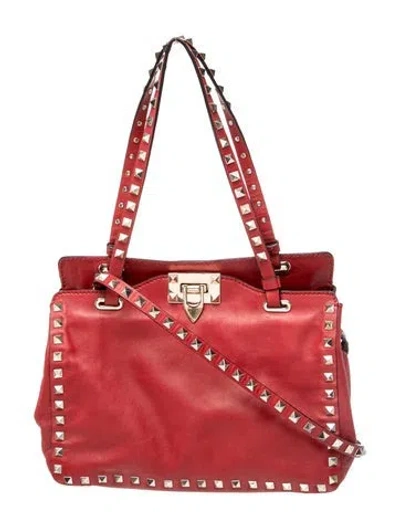 Pre-owned Valentino Garavani Rockstud Shoulder Bag In Red