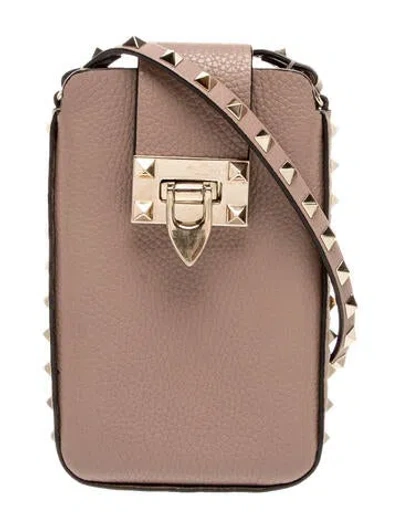 Pre-owned Valentino Garavani Rockstud Shoulder Bag Small In Neutral