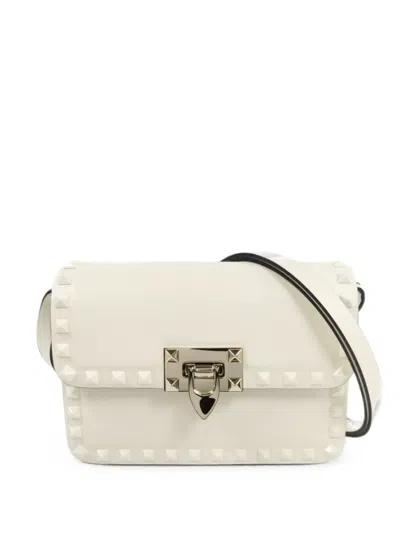 Pre-owned Valentino Garavani Rockstud Shoulder Bag In White