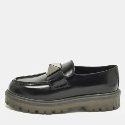 Pre-owned Valentino Garavani Rockstud Size 40 Black Leather Loafers