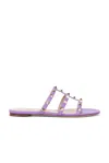Valentino Rockstud Caged Leather Sandal In Glicine
