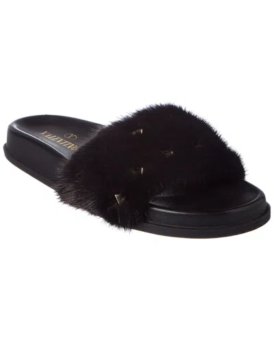 Valentino Garavani Valentino Rockstud Slide Sandal In Black