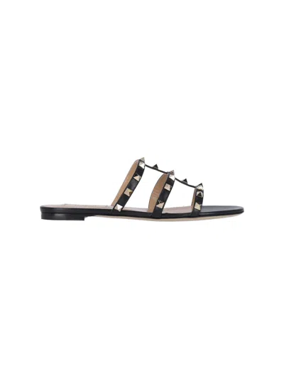 Valentino Garavani "rockstud" Slide Sandals In Black  