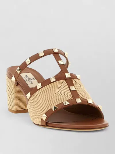 Valentino Garavani Rockstud Slide Sandals Open Toe In Brown