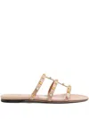 Valentino Rockstud Leather Sandal In Neutrals