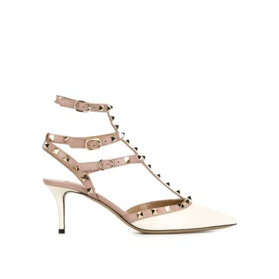 Valentino Garavani Valentino Rockstud Slingback Pumps In White