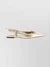 Valentino Rockstud Bow Leather Slingback Ballerina Flat In Gold