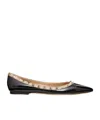 Valentino Rockstud Patent Leather Ballet Flats In Black