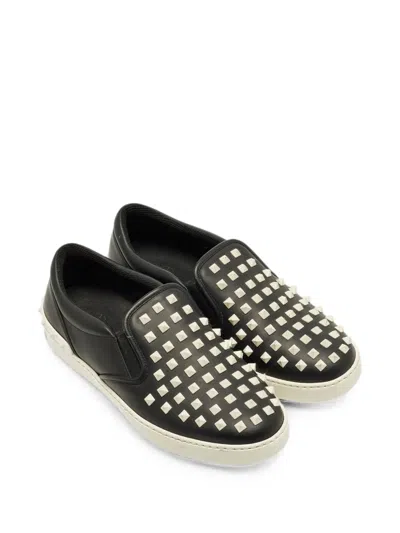 Pre-owned Valentino Garavani Rockstud Slip-on Sneakers In Black