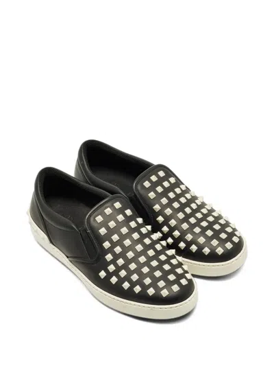 Pre-owned Valentino Garavani Rockstud Slip-on Sneakers In Black
