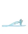 Valentino Studded Bow Thong Sandals With Lace Sole In Blue