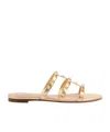 Valentino Garavani Rockstud Laminated Nappa Slide Sandal Woman Antique Brass 41 In Nude