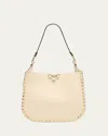 Valentino Garavani Rockstud Small Calfskin Hobo Bag In Neutral