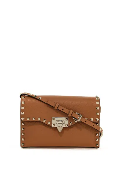 Valentino Garavani Rockstud Small Crossbody Bag In Brown