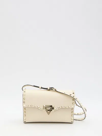 Valentino Garavani Rockstud Small Crossbody Bag In Ivory