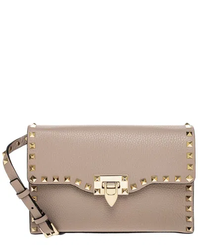 Valentino Garavani Valentino Rockstud Small Grainy Leather Crossbody In Pink