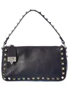 Valentino Rockstud Small Grainy Leather Crossbody In Black