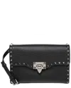 Valentino Rockstud Small Grainy Leather Crossbody In Black
