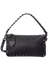 Valentino Rockstud Small Grainy Leather Crossbody In Black