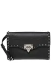 Valentino Rockstud Small Grainy Leather Crossbody In Black