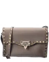 Valentino Rockstud Small Grainy Leather Crossbody In Brown