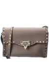 Valentino Rockstud Small Grainy Leather Crossbody In Grey