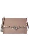 Valentino Rockstud Small Grainy Leather Crossbody In Pink