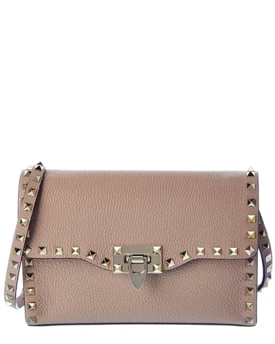 Valentino Garavani Valentino Rockstud Small Grainy Leather Crossbody In Pink