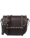 Valentino Rockstud Small Grainy Leather Shoulder Bag In Black