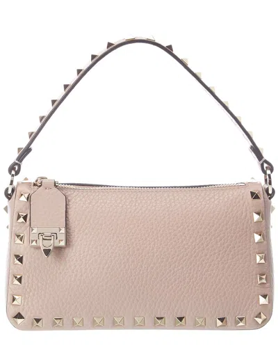 Valentino Garavani Rockstud Small Grainy Leather Shoulder Bag In Pink