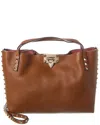 Valentino Rockstud Small Grainy Leather Tote In Brown
