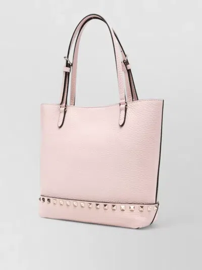 Valentino Garavani Rockstud Small Leather Bucket Bag Top Handle In Pink