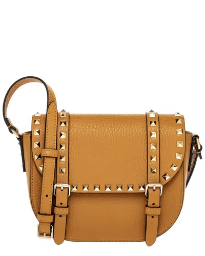 Valentino Garavani Valentino Rockstud Small Leather Crossbody In Brown