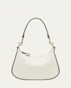 Valentino Rockstud Small Leather Hobo Bag In Ivory