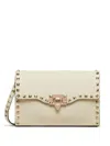 Valentino Garavani Small Rockstud Grainy Calfskin Crossbody Bag Woman Light Ivory Uni