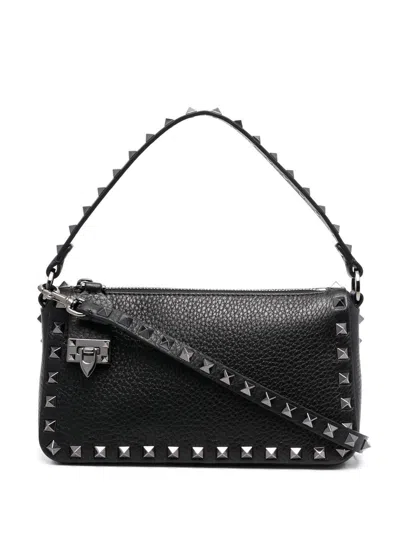 Valentino Garavani Rockstud Small Leather Shoulder Bag In Black
