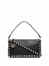 Valentino Rockstud Small Black Grainy Leather Crossbody Bag In Black